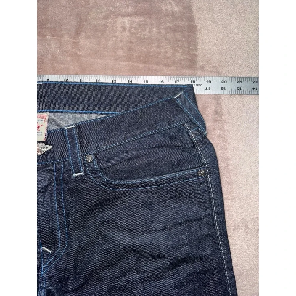 True Religion Mens Straight Blue Denim Jeans Dark Wash Slim‎ Fit Size 36